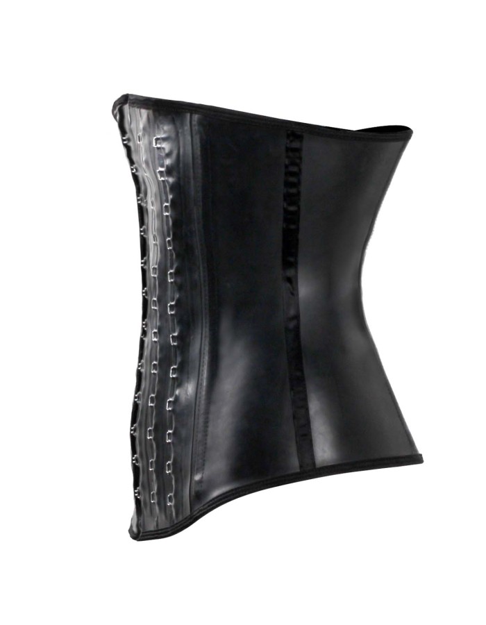 Black Smooth Latex Hook Eye 4 Steel Boned Waist Training Corset  M1303U