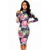 High Neck Printed Bodycon Midi Dress M30052
