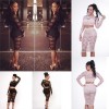 Sexy Black And White Lace Design Bodycon Midi Dress M3969