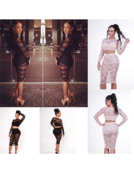 Sexy Black And White Lace Design Bodycon Midi Dress M3969