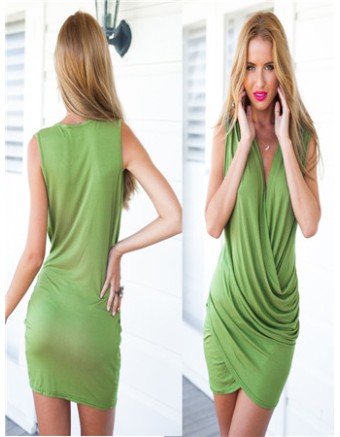 Factory price women comfortable green bandage dress M30005a