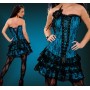 azure satin embroidered lace corset with skirt  m1605E