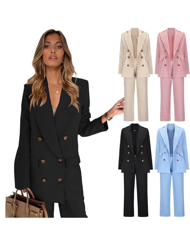 Large Lapel Office Set Casual Straight Long Pants Suit  Blazer Women LQ159