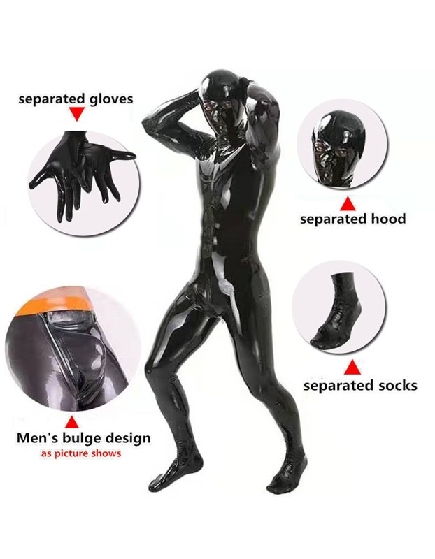 Wetlook Full Body Mens Sexy Latex Catsuit Pvc Bodysuit Stretchy Sheath Zentai XX6819