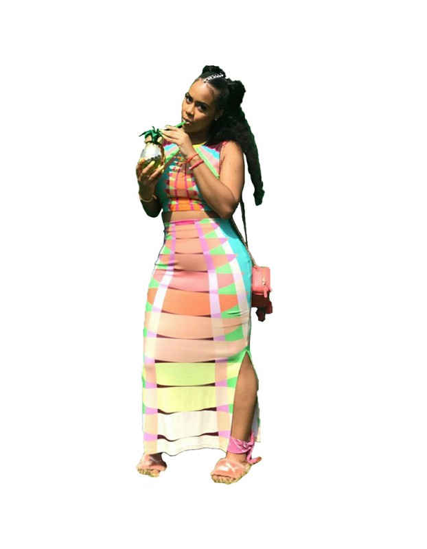 Midi Skirt Casual Two Piece Set Woman Clothing M007