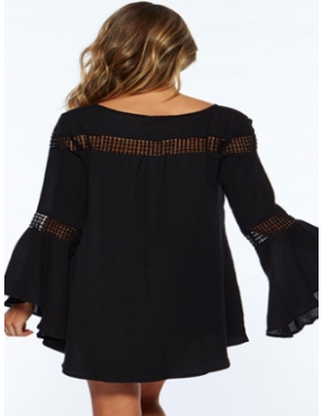 Bell Sleeves Hollow-out White Beach Tunic M5322