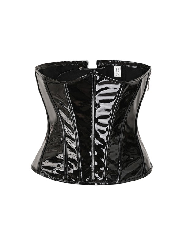 Steampunk Black PU Underbust Corset with Side Zipper Gothic Bustiers M22066