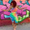 Women Sexy Two Piece Set Colorful Print Tube Top And Knee Length Pants m8418
