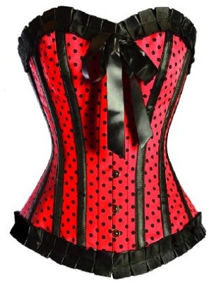 red polka dot lace corset m1802e