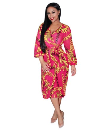 THREE-COLOR BEACH PRINTED DRESS M88096
