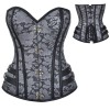 Metal Buckle Jacquard Floral Steampunk Steel Boned Underbust Corset  M1442