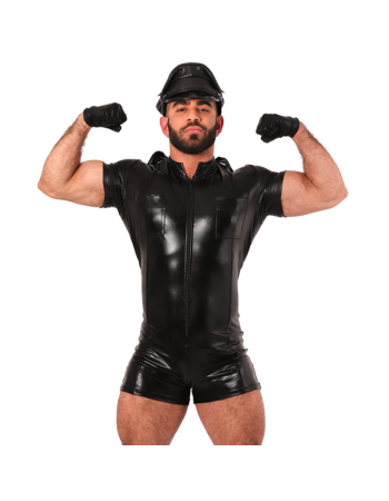 One Piece Sexy Patent Leather Lingerie Nightclub Stage Jumpsuit For Men N804