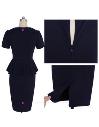 Women Pure Pure Color Ruffles Short Sleeve Dress M30238
