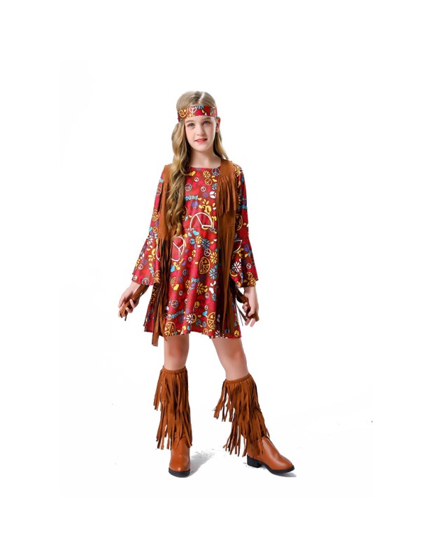 Halloween Carnival Children's Concert Hippie Rock Girl Costumes YM5607