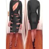 Three Colors Hollow Out Midi Bandage Bodycon Dress M3805