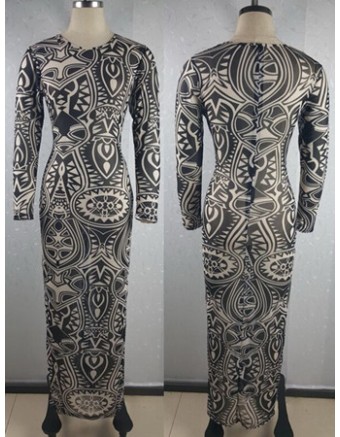 Newest Vintage Print Midi Dress M30130