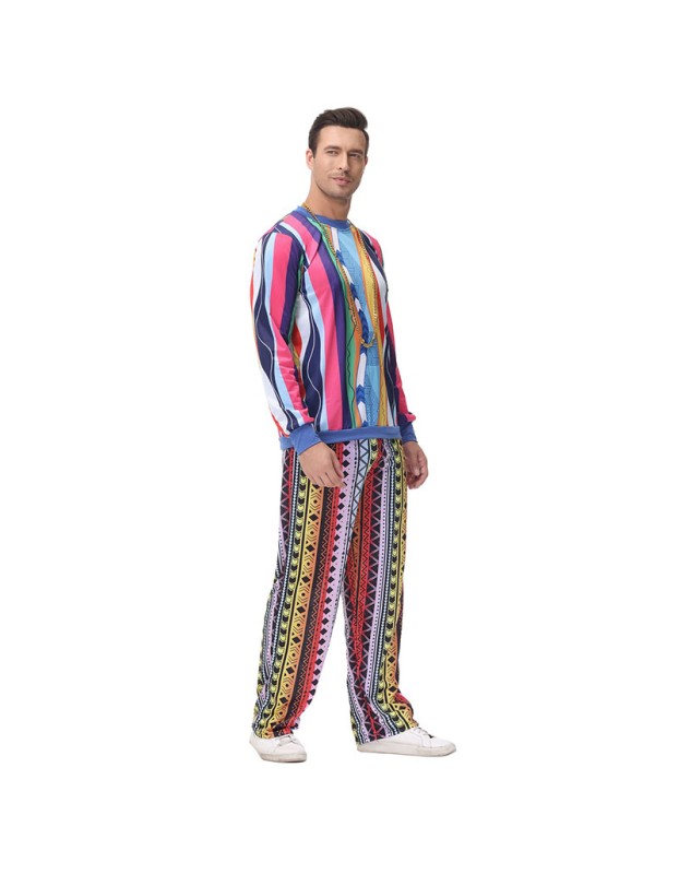 Halloween Adult Men Retro 70s Disco Hip Hop Hippie Bar Show Costume MS1687