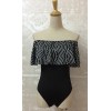Women's Geometric Off-Shoulder Ruffle Print One-Piece Swimsuit m17023