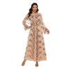 High Density Bead Embroidery Maxi Ladies Elegant Flared Sleeve Moslem Dress 20212a