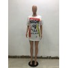 Women's Letters Print Loose Casual T-Shirt Dress M8368