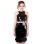 Women Sexy Black Leather Two Pcs Dress M7272