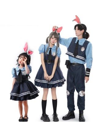 Movie  Zootopia  Cosplay Judy Police Costume Anime Rabbit Sheriff Parent-Child Suit DL2040