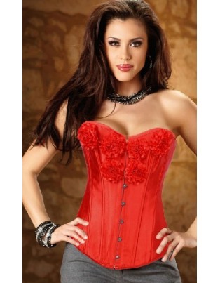 red sexy satin corset m1909c