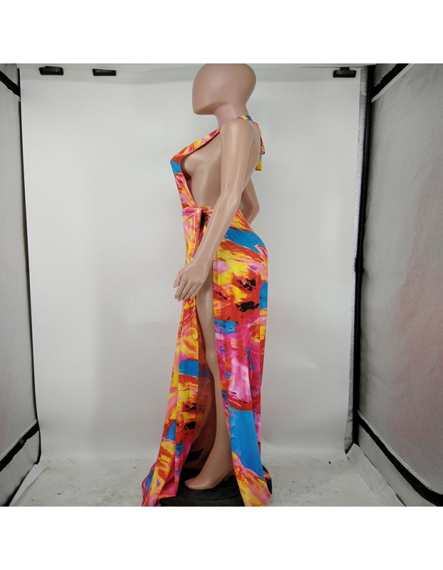 women beach dresses sexy printing maxi dress M8595