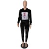 Women Autumn Long Sleeve Thick Velvet Hooded Two Piece Set M8482