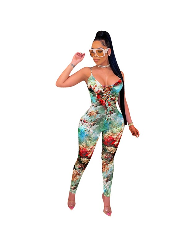 sleeveless bodycon halter top romper jumpsuit M30126