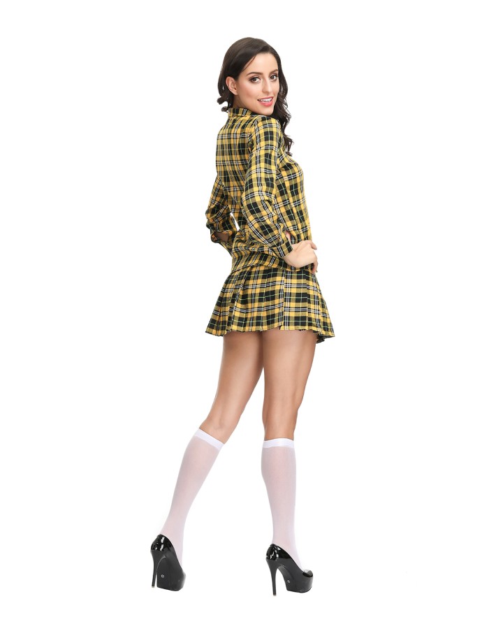 Yellow Plaid Halloween Cosplay Schoolgirl Uniform Set  M40655