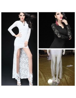 Sexy Black And White Lace Design Evening Dress M3954