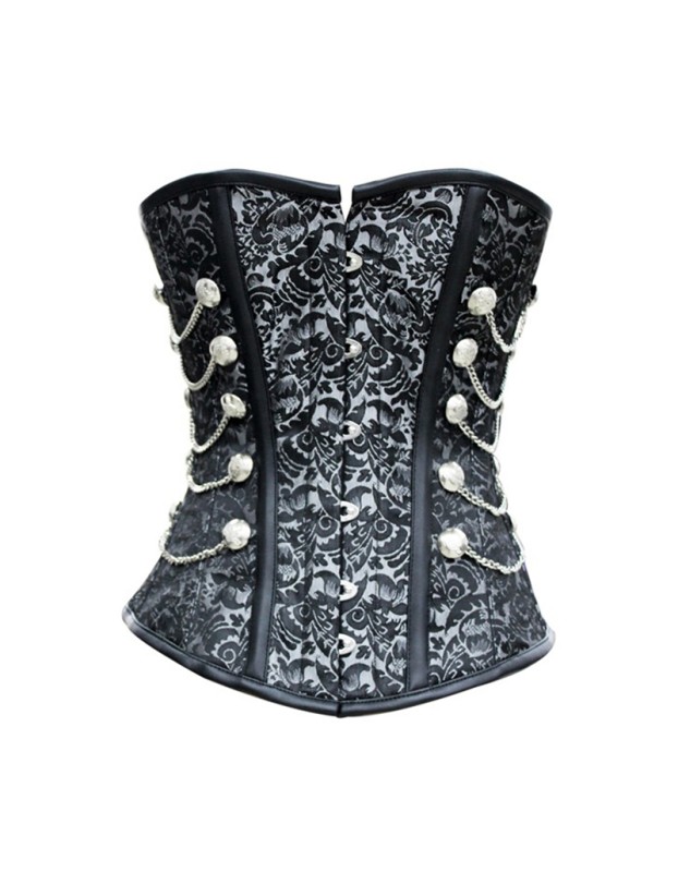 Floral printed with chain button decoration side up corset for women casual clothes over bust waist