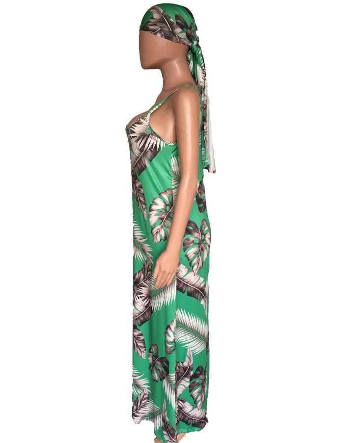 Women v neck spaghetti strap loose beach casual long maxi dress M9034