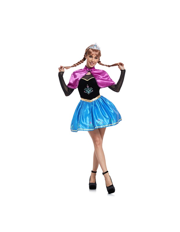 Cosplay Fairy Tale Frozen Movie Character Princess Anna Adult Short Costume DL2057