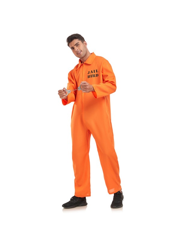 Men Adult Orange Inmate Cosplay Costume Jumpsuit Uniform Set Firefighter Suit SM1109