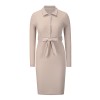 Solid Color Hedging Midi Elegant Casual Ladies Single Breasted Dress LQ170