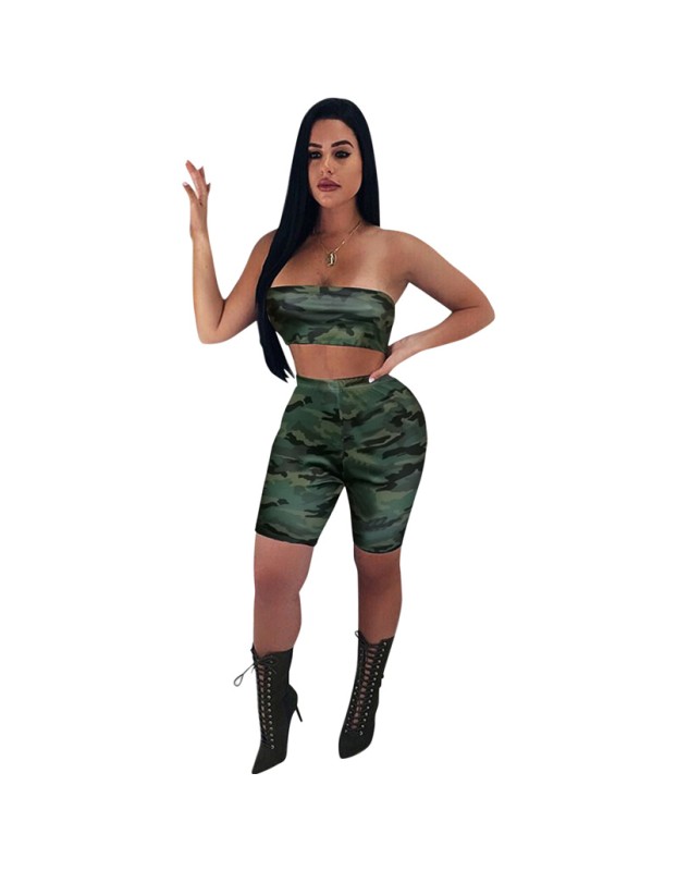 Sexy Camouflage Bodycon Two Piece Set M8453