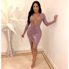 Deep V Neck Sexy Sequin Dress m8315