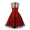 Women Gauze Embroidery Waist Sleeveless Lolita Court Swing Midlength Dress 5122