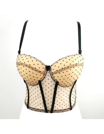 Polka Dot Lace Embroidery Sexy Women Chest Wrap Translucent Top KN8262