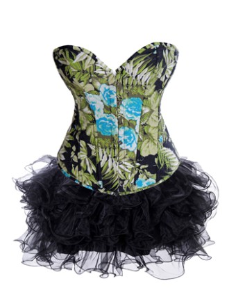 flower printed corset with layered skirt m1980