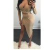 Sexy split two suit skirt, with neck ring chest pad dress m88063