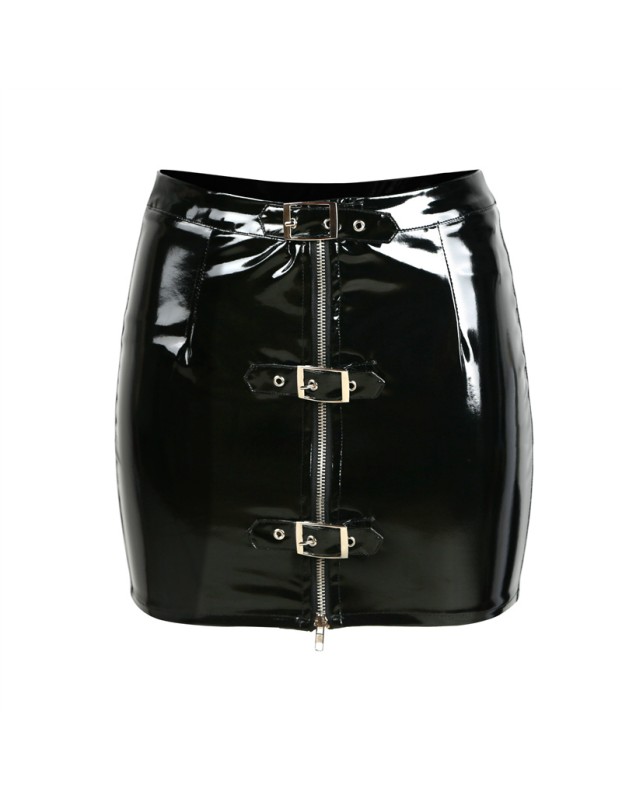 Fashion Leather Pencil Skirt With Zipper M343