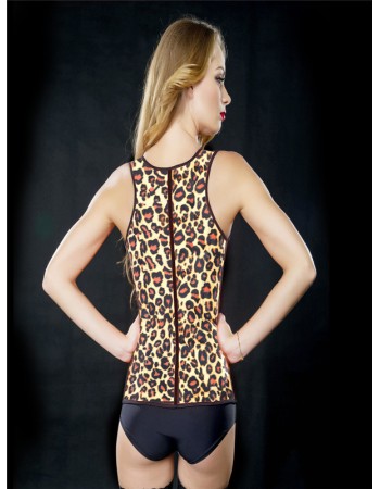 Charming women purple leopard latex corsets steel bone corsets M1307B