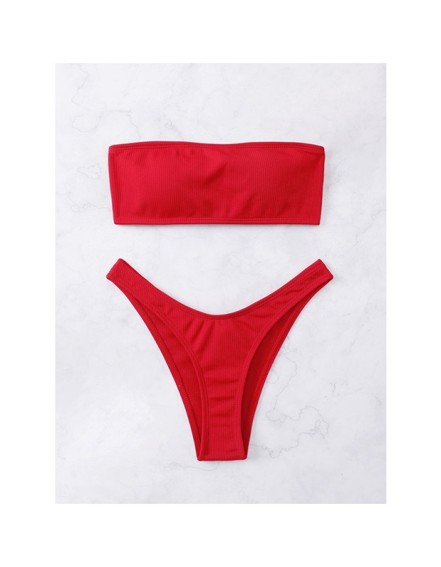 Solid Color Swimwear Swimsuit Strap Split Sexy Bikini Set A2204