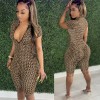 Print Women One Piece Jumpsuit Bodycon Plus Size Short Pants Romper 8613