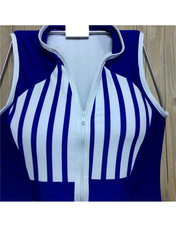 Ladies sexy retro printing zipper bikini V collar one-piece swimsuits