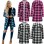 Shirt With Long Sleeve Single Breasted Plaid Flannel Women Midi Coats LQ172