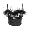 Feather Short Crop Sexy Nailed Beaded Tassel Breast Shaper Stage Top KN8130